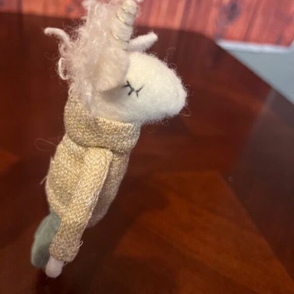Felt Unicorn Ornament With Gold Sweater & Corduroy Pants handmade - Picture 5 of 7